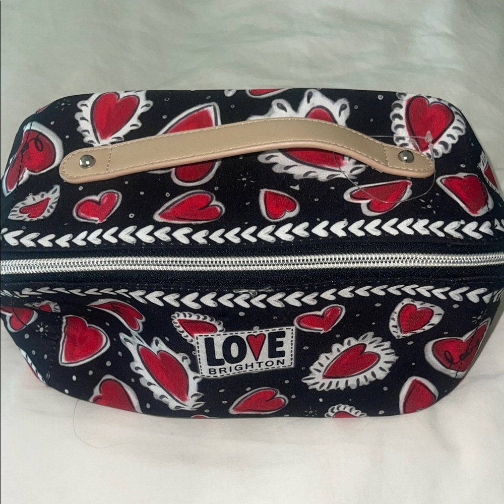NWOT Brighton Love Black and Red Heart Cosmetic Case and Pouch